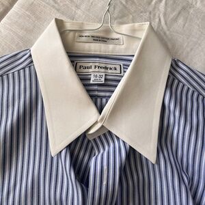 Paul Frederick striped dress shirt with contrast collar